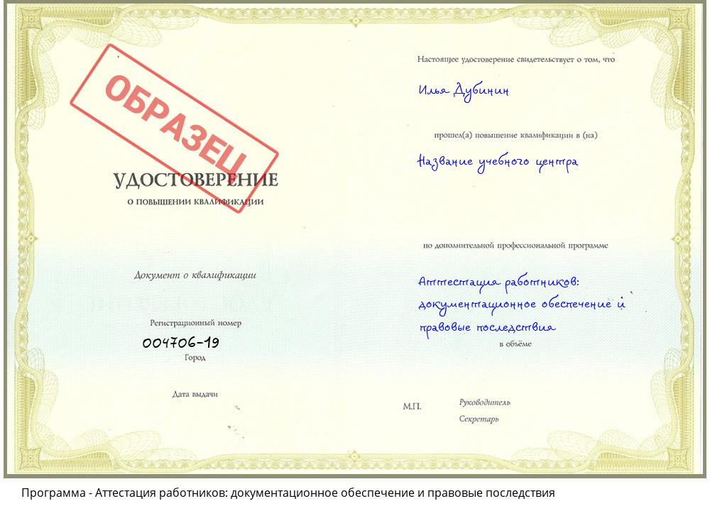 Аттестация работников: документационное обеспечение и правовые последствия Дмитров