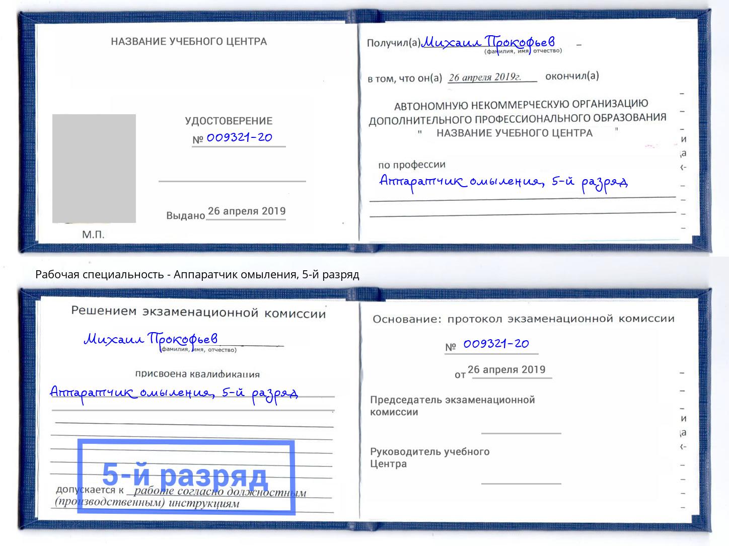 корочка 5-й разряд Аппаратчик омыления Дмитров