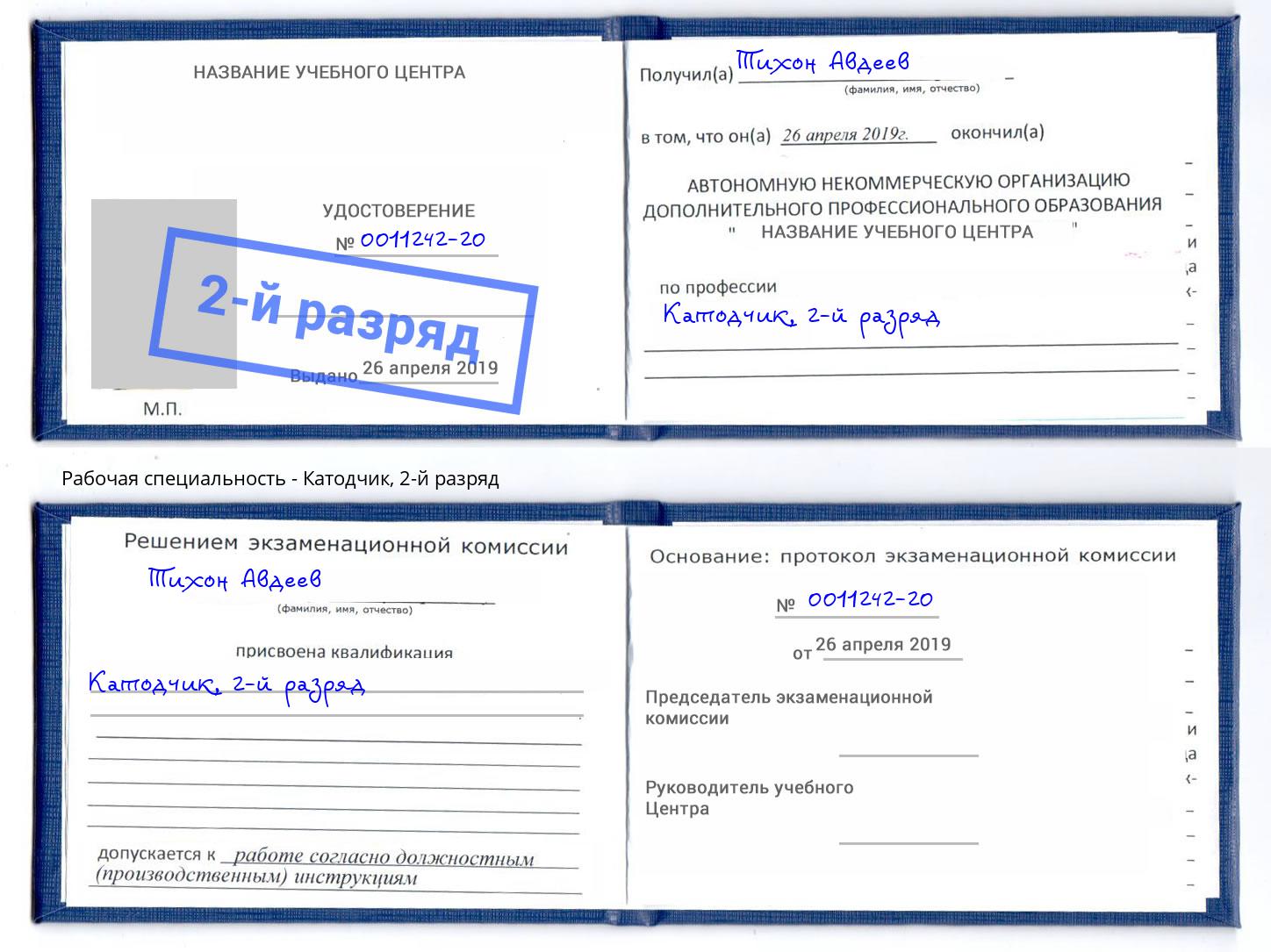 корочка 2-й разряд Катодчик Дмитров