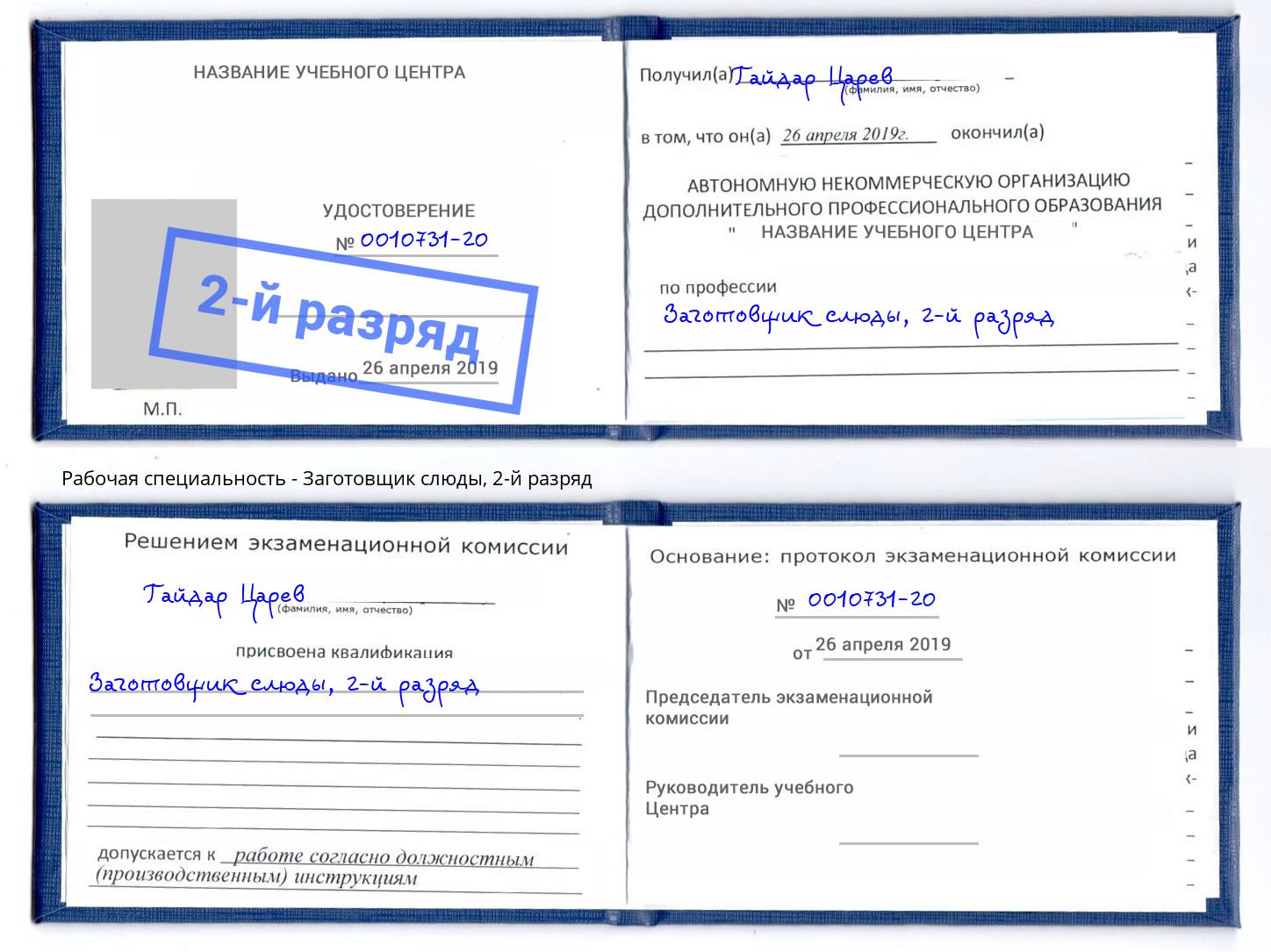 корочка 2-й разряд Заготовщик слюды Дмитров